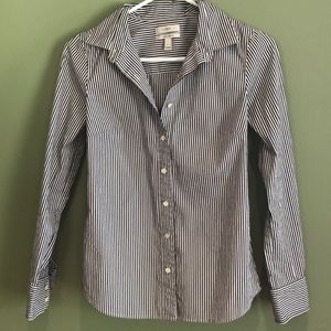 J. Crew stretch perfect striped button down top